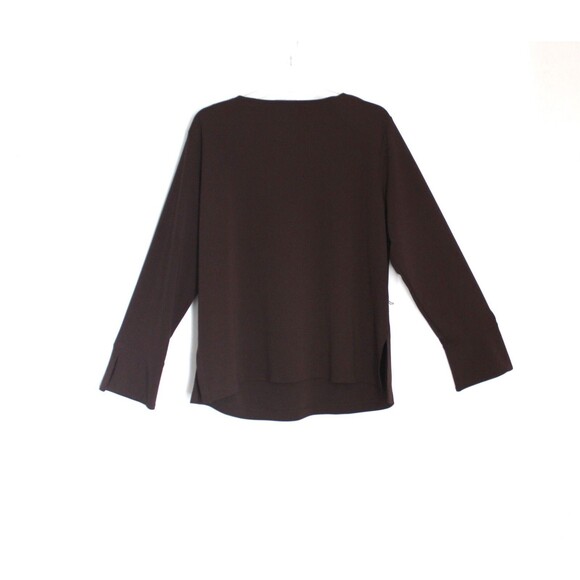 Kate Hill Blouse Pullover Keyhole Neckline Long Bell Sleeves Brown Woman's 1X - Picture 3 of 5